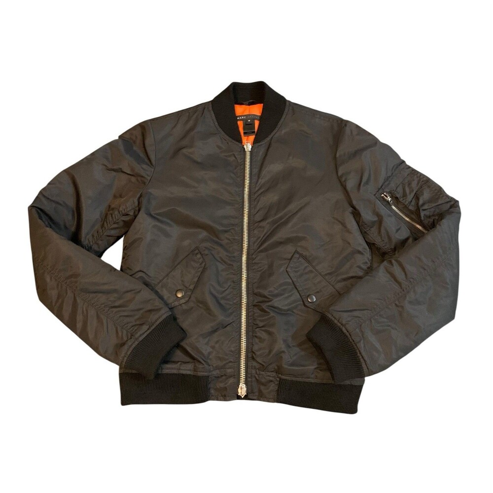 Marc Jacobs Black MA-1 Flight Bomber Jacket Women’s Size Small Designer Fashion